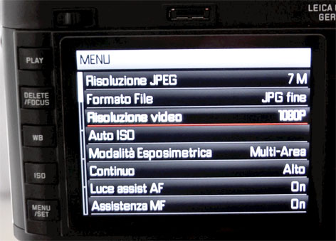 Leica X Vario, dettaglio LCD